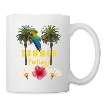 Sentiments d’été Palmiers Hibiscus Fleurs Perroquet jaune - Mug blanc - blanc - Droite