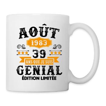 39 Ans Anniversaire Vintage Né(e) en Août 1983 - Mug blanc - blanc - Droite