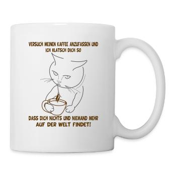 kaffee kaffeeshirt Coffee Katzen Liebhaber - Tasse - Weiß - Rechts