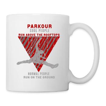 Parkour, marche au-dessus des toits, gris rouge - Mug blanc - blanc - Droite