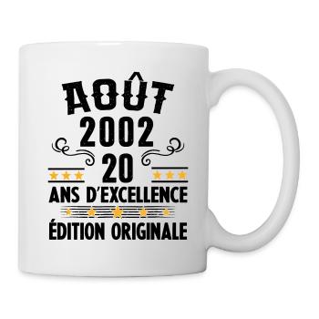 20 Ans Anniversaire Vintage Né(e) en Août 2002 - Mug blanc - blanc - Droite