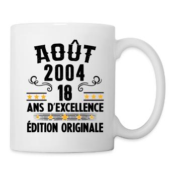 18 Ans Anniversaire Vintage Né(e) en Août 2004 - Mug blanc - blanc - Droite