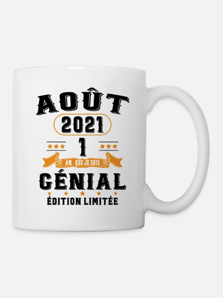 1 An Anniversaire Vintage Né(e) en Août 2021 - Mug blanc - blanc