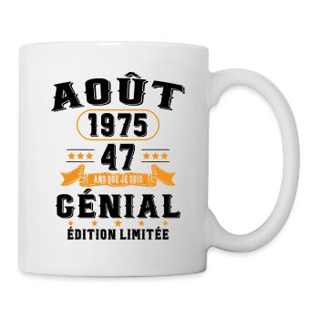 47 Ans Anniversaire Vintage Né(e) en Août 1975 - Mug blanc - blanc - Droite