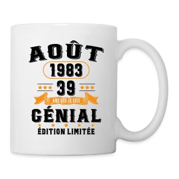 39 Ans Anniversaire Vintage Né(e) en Août 1983 - Mug blanc - blanc - Droite