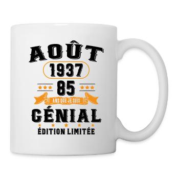 85 Ans Anniversaire Vintage Né(e) en Août 1937 - Mug blanc - blanc - Droite