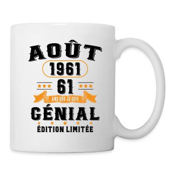 61 Ans Anniversaire Vintage Né(e) en Août 1961 - Mug blanc - blanc - Droite