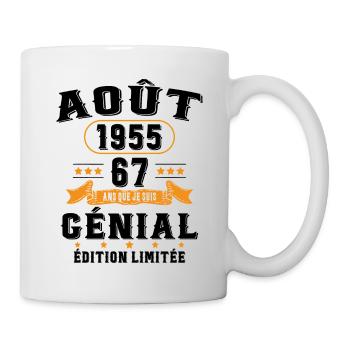 67 Ans Anniversaire Vintage Né(e) en Août 1955 - Mug blanc - blanc - Droite