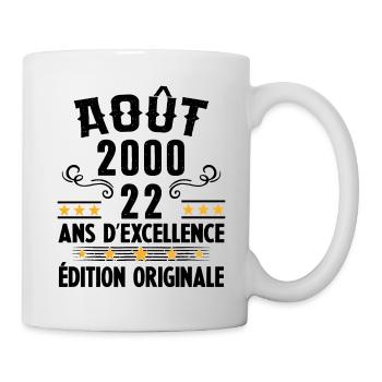 22 Ans Anniversaire Vintage Né(e) en Août 2000 - Mug blanc - blanc - Droite