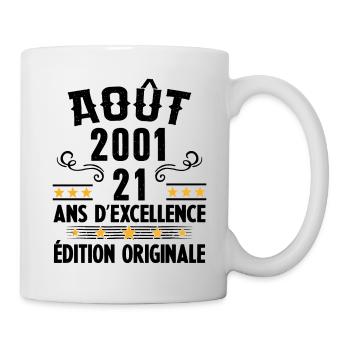 21 Ans Anniversaire Vintage Né(e) en Août 2001 - Mug blanc - blanc - Droite