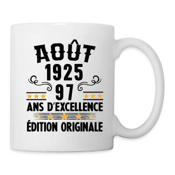 97 Ans Anniversaire Vintage Né(e) en Août 1925 - Mug blanc - blanc - Droite