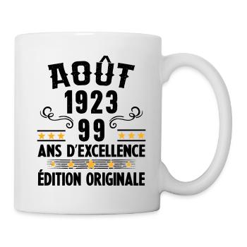 99 Ans Anniversaire Vintage Né(e) en Août 1923 - Mug blanc - blanc - Droite