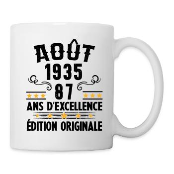 87 Ans Anniversaire Vintage Né(e) en Août 1935 - Mug blanc - blanc - Droite