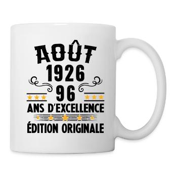 96 Ans Anniversaire Vintage Né(e) en Août 1926 - Mug blanc - blanc - Droite
