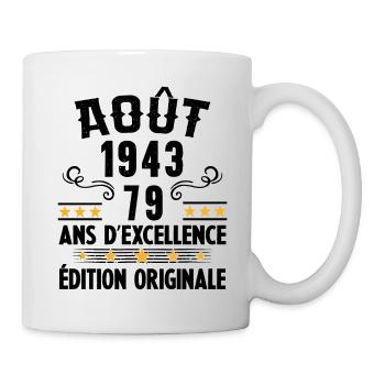 79 Ans Anniversaire Vintage Né(e) en Août 1943 - Mug blanc - blanc - Droite