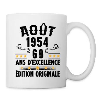 68 Ans Anniversaire Vintage Né(e) en Août 1954 - Mug blanc - blanc - Droite