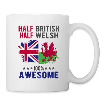 Halb Brite Halb Waliser - Tasse - Weiß - Rechts