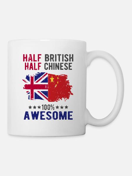 Halb Brite Halb Chinese - Tasse - Weiß