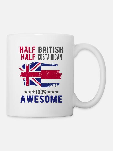 Halb Brite Halb Costa Ricaner - Tasse - Weiß
