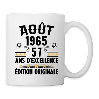 57 Ans Anniversaire Vintage Né(e) en Août 1965 - Mug blanc - blanc - Droite