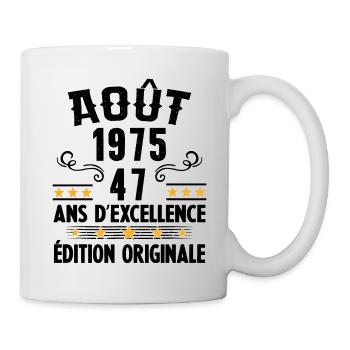 47 Ans Anniversaire Vintage Né(e) en Août 1975 - Mug blanc - blanc - Droite