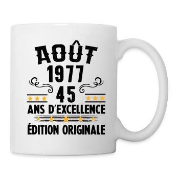 45 Ans Anniversaire Vintage Né(e) en Août 1977 - Mug blanc - blanc - Droite