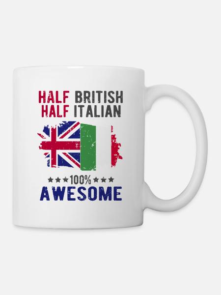 Halb Brite Halb Italiener - Tasse - Weiß