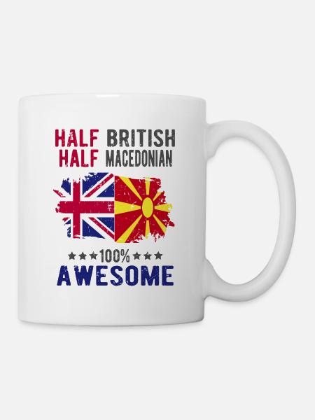 Halb Brite Halb Makedonier - Tasse - Weiß