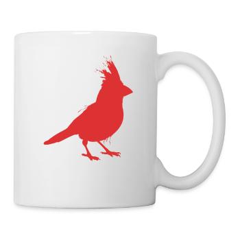 Bunter Fliegender Splash Vogel Rotkardinal - Tasse - Weiß - Rechts
