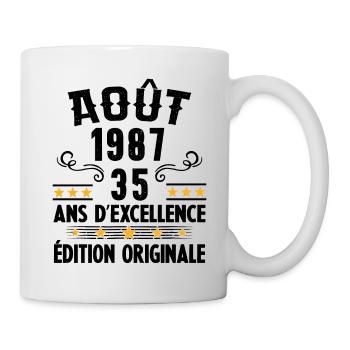 35 Ans Anniversaire Vintage Né(e) en Août 1987 - Mug blanc - blanc - Droite