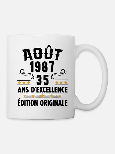 35 Ans Anniversaire Vintage Né(e) en Août 1987 - Mug blanc - blanc