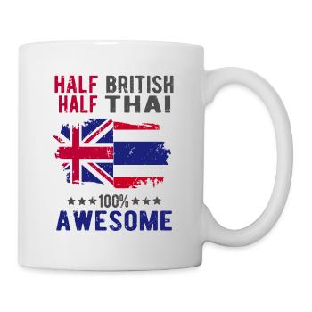 Halb Brite Halb Thailänder - Tasse - Weiß - Rechts