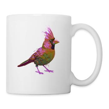 Bunter Splash Vogel Rotkardinal - Tasse - Weiß - Rechts