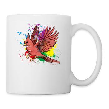 Fliegender Splash Vogel Rotkardinal - Tasse - Weiß - Rechts