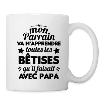 Mon Parrain Va M'apprendre Les Bêtises Humour - Mug blanc - blanc - Droite