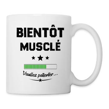 Homme bientôt musclé veuillez patienter - Mug blanc - blanc - Droite