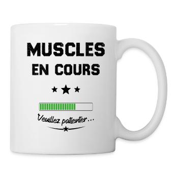 Homme musclé En cours veuillez patienter - Mug blanc - blanc - Droite