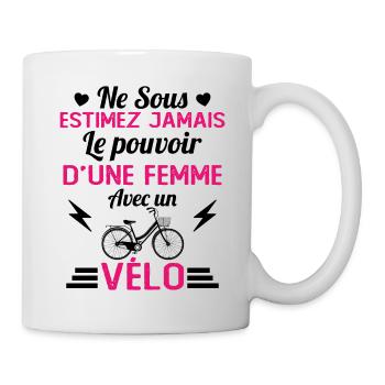 Une Femme Avec un vélo cadeau pour cycliste - Mug blanc - blanc - Droite