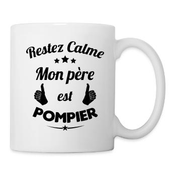 Restez calme Mon père est pompier Cadeau - Mug blanc - blanc - Droite