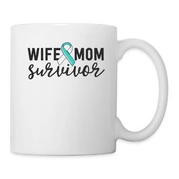Femme Maman Survivante Cancer du Col de l’utérus Sensibilisation Sarcelle - Mug blanc - blanc - Droite