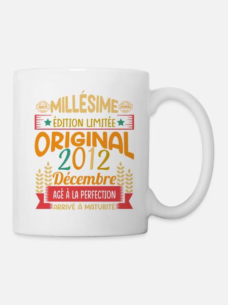 Millésime Né(e) Décembre 2012 Cadeau Anniversaire - Mug blanc - blanc