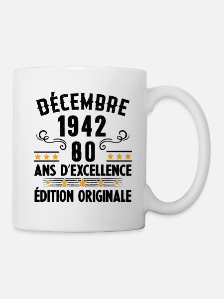 80 Ans Anniversaire Vintage Né(e) en Décembre 1942 - Mug blanc - blanc