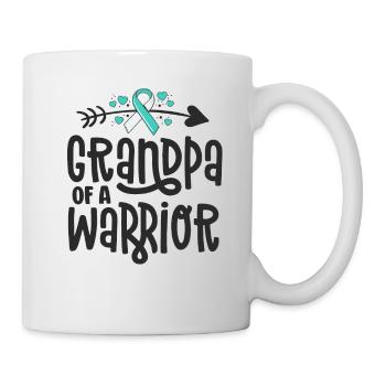Grandpa Of A Warrior Teal Cervical Cancer Family - Mug - white - Right