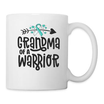 Grandma Of A Warrior Teal Cervical Cancer Family - Mug - white - Right