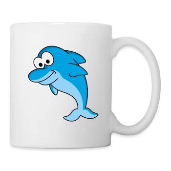 Delfin Comic Tier - Tasse - Weiß - Rechts