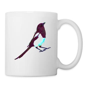 Bunter Splash Vogel Elster - Tasse - Weiß - Rechts