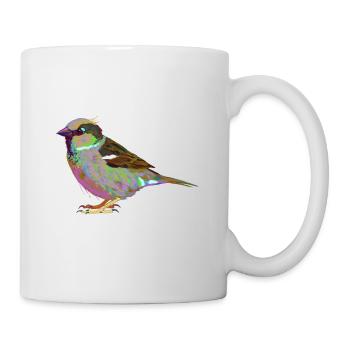 Bunter Hausspatz Haussperling Splash Vogel Spatz - Tasse - Weiß - Rechts