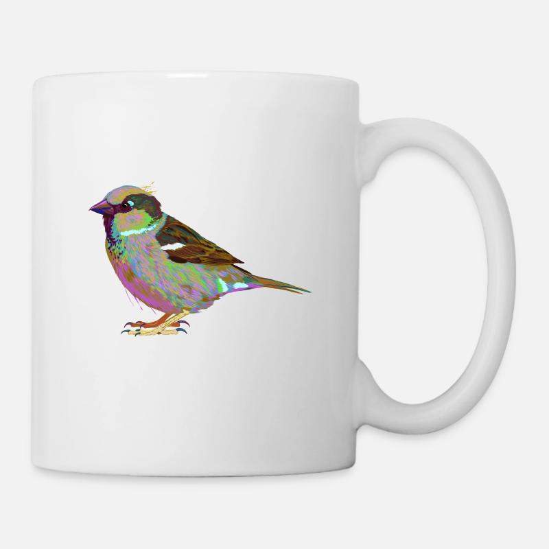 Bunter Hausspatz Haussperling Splash Vogel Spatz - Tasse - Weiß