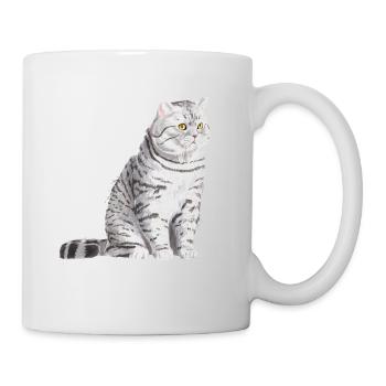 Chat sédentaire à poil court britannique tacheté - Mug blanc - blanc - Droite