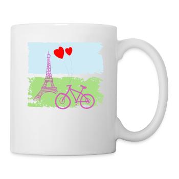 Paris Eiffelturm Frankreich Baguette Stadt Liebe - Tasse - Weiß - Rechts
